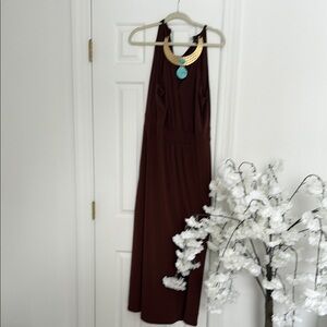 Elegant Brown Halter Dress
